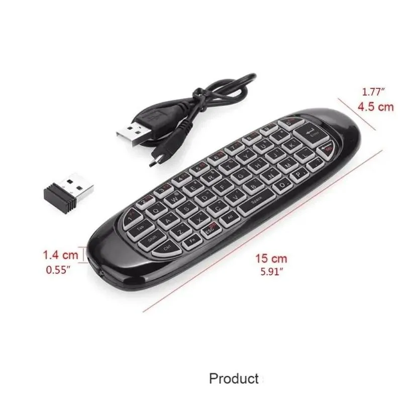 C120 Air Mouse 2.4G RF Smart Remote Control 7 Color Backlight English Wireless Keyboard for Android Smart TV Box