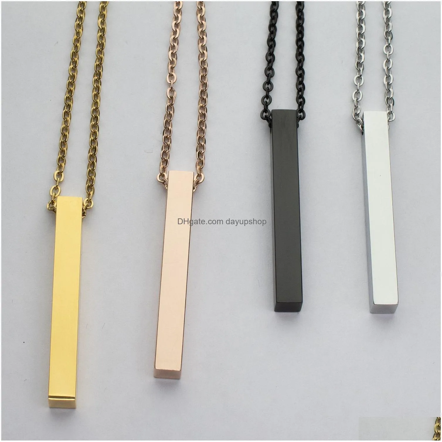 Chokers Customized Necklace With Name Stainless Steel Square Engraved On 4 Sides Personalized Cube Anniversary Valentines Day Graduati Dhg8B