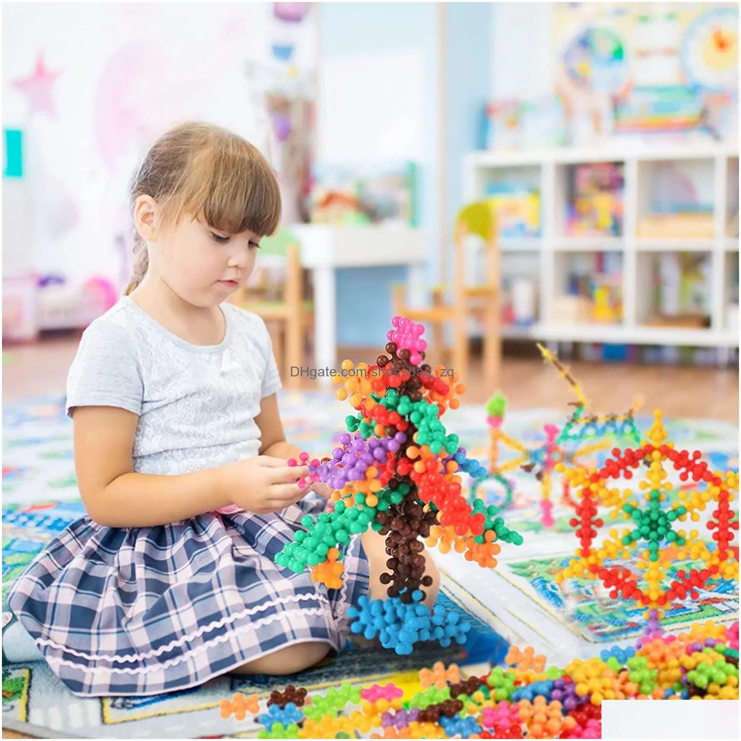 Model Building Blocks Toys Kids STEM Educational Build Plum Flower Discs 200 Pieces Sets Interlocking Solid Plastic Creativity Game