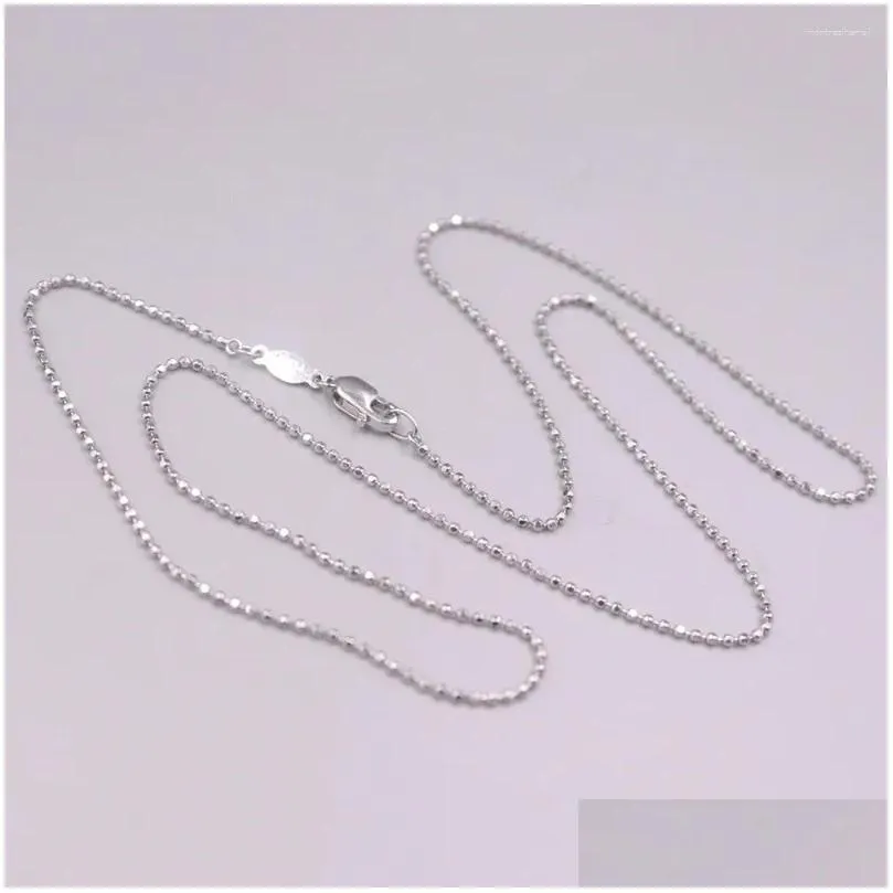 Chains Real Solid Platinum 950 Women Lucky Carved Beads Link Chain Necklace Lobster Clasp