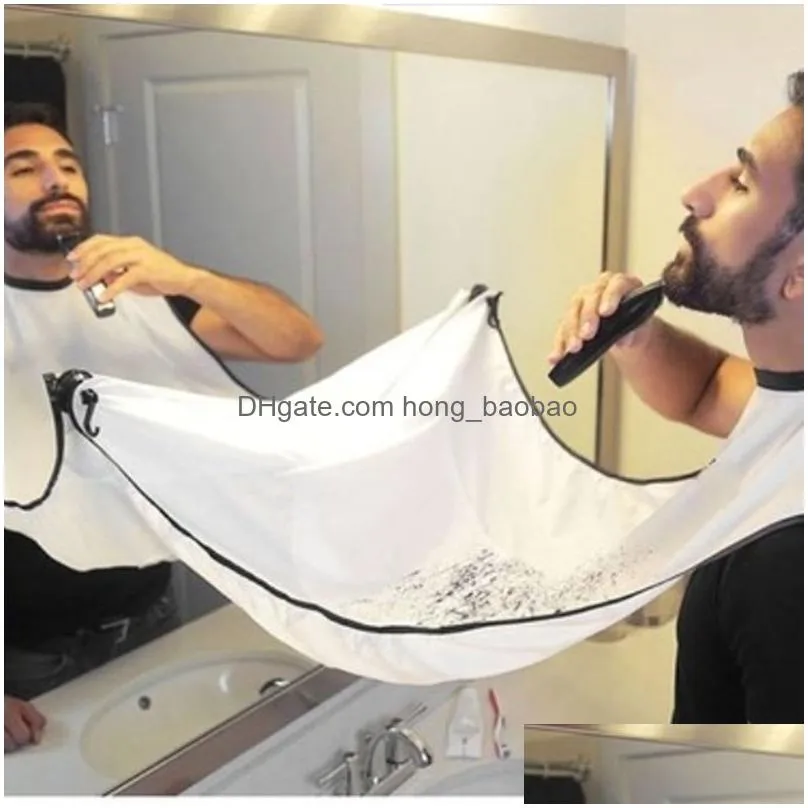 beard apron beard care clean gather cloth bib facial hair dye trimmings shaving apron catcher cape with two suction cups7069963