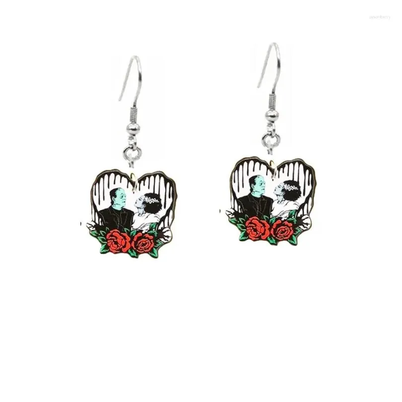 Dangle Earrings Valentines Day Acrylic Double Sides Heart Rose Killer Earring Ear Rings For Women Gift 14 De Febrero Regalo Novedades