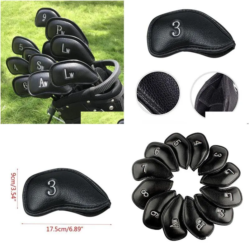 Other Golf Products 12 Pcsset Portable Pu Club Iron Head Ers Protector Golfs Er Set 220919 Drop Delivery Dhd5Y