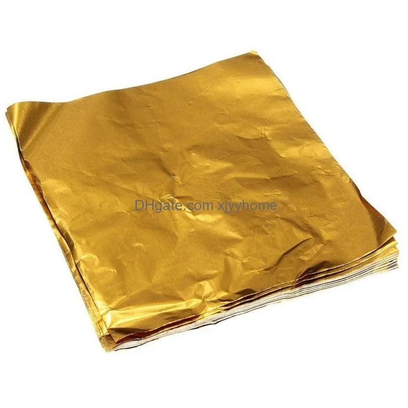 Gift Wrap 100Pcs Square Sweets Candy Chocolate Lolly Paper Aluminum Foil Wrappers Gold2304889 Drop Delivery Dhb76