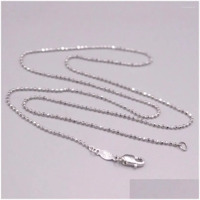 Chains Real Solid Platinum 950 Women Lucky Carved Beads Link Chain Necklace Lobster Clasp