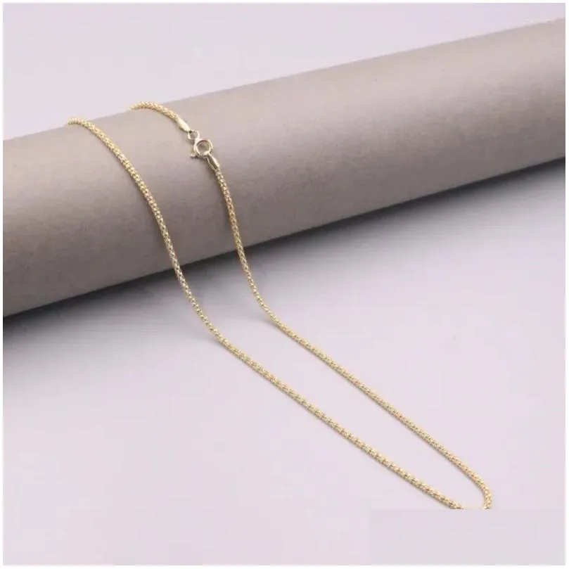 Chains AU750 Pure 18K Yellow Gold Necklace 1.8mm Lantern Popcorn Chain 3.8g / 18inch For Women Gift