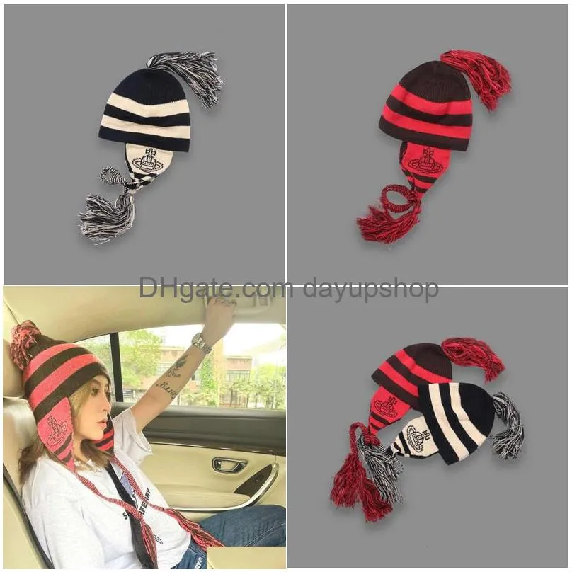 Hats, Scarves & Gloves Sets Designer High Quality Vivienne Empress Dowager Of The West Middle Ancient Zhenyi Comics Woolen Ear Protect Dhadh