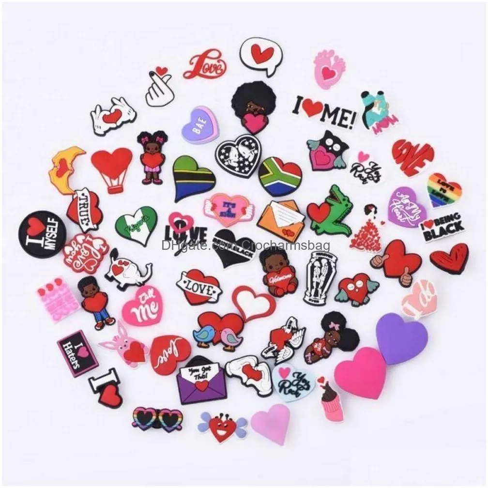 Shoe Parts & Accessories Selling Valentines Day Style Clog Charms Soft Pvc Custom For Drop Delivery Shoes Dh7Of