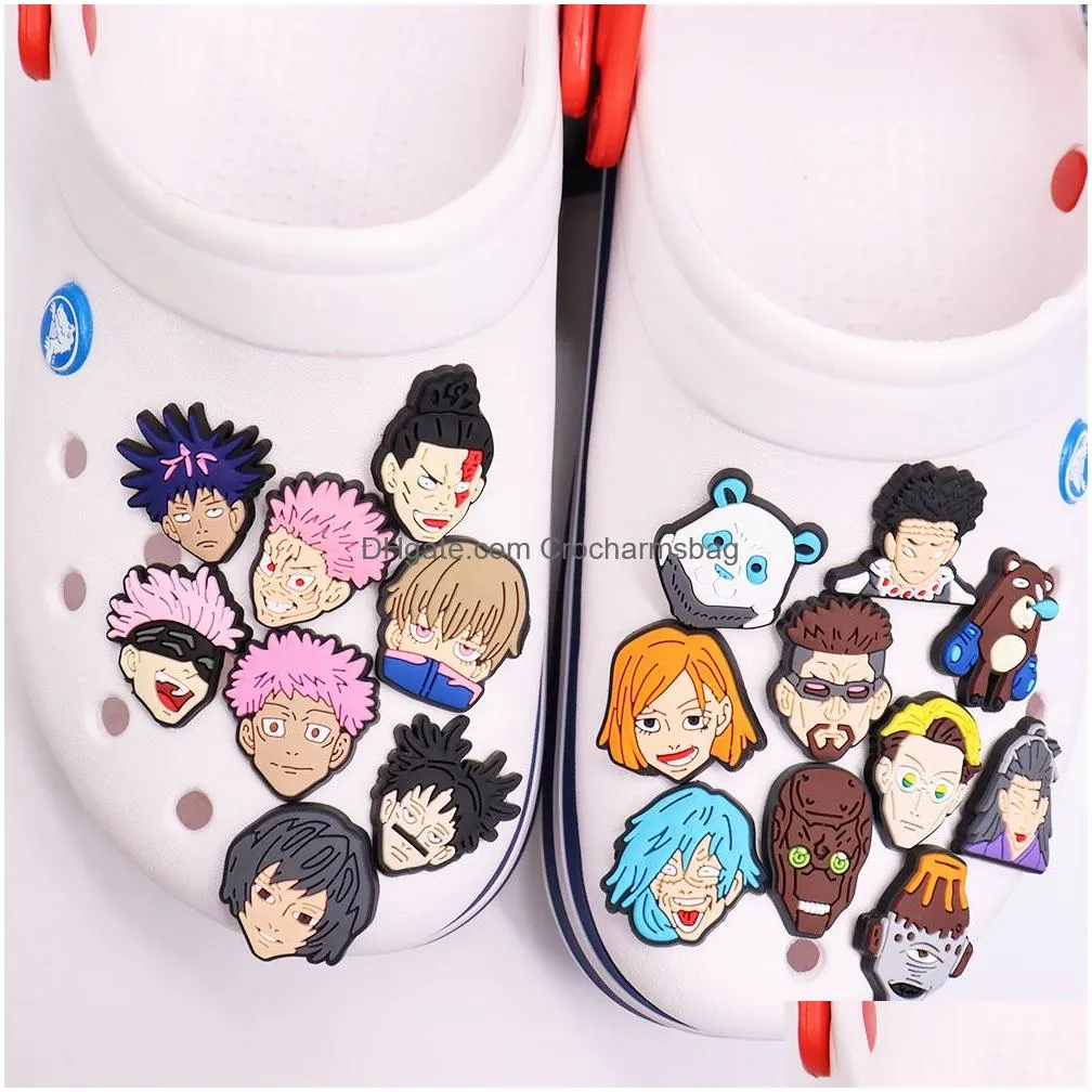 Shoe Parts & Accessories Moq 20Pcs Pvc Cartoon Japan Character Charms Decorations Fits Shoes Clog Pins Bracelets Wristbands Drop Deliv Dhugo
