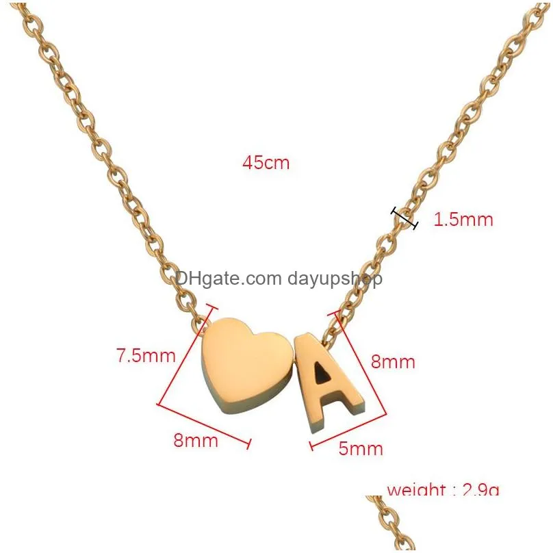 Chokers Initial Heart Necklace 18K Gold Plated Stainless Steel Tiny Letter Drop Delivery Jewelry Necklaces Pendants Dhzm0