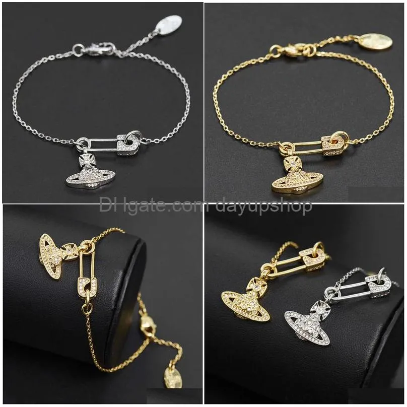 Beaded Designer High Quality Empress Dowager Xis Diamond Studded Pin Fine Chain Niche Design Fashionable Planet Bracelet Female Drop Dhlp0