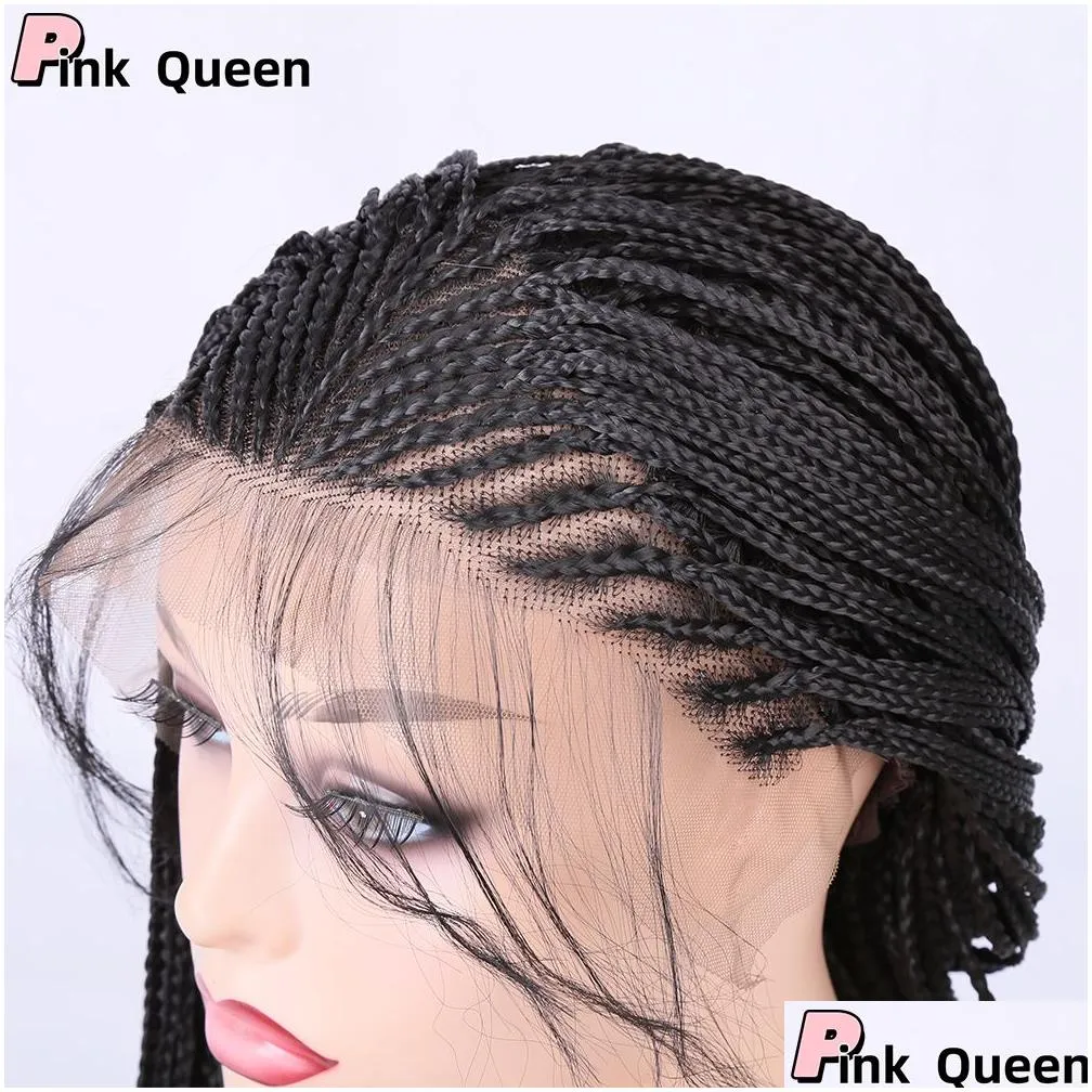 European and American fashion chemical fiber wig 13*4 front lace wig three dreadlocks black 26 inch long vacation hair