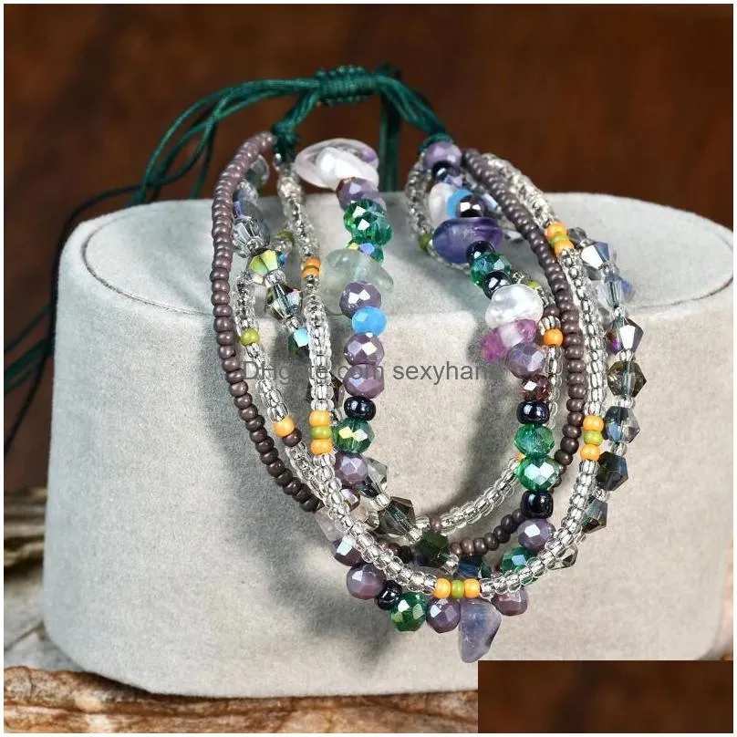 bohemian multilayers bracelet miyuki seed beads faceted glass crystal women vacation friendship jewelry