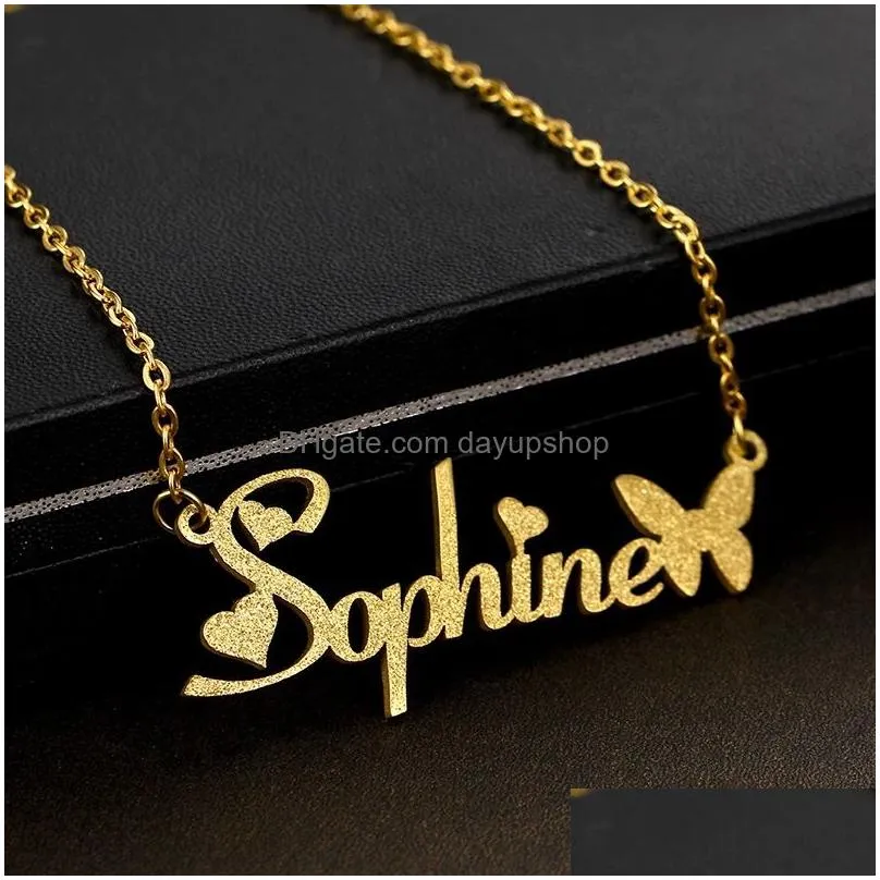 Chokers Necklace Personalized Name With Butterfly Stainless Steel Gold Plated Birthday Drop Delivery Jewelry Necklaces Pendants Dhawk