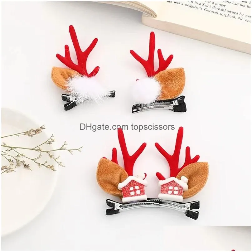 Hair Clips 1Pcs Cute Christmas Antlers Baby Hairpins Kids Girls Accessories Child Girl Toddler Hairpin Infant Headband Drop Delivery P Dhopv