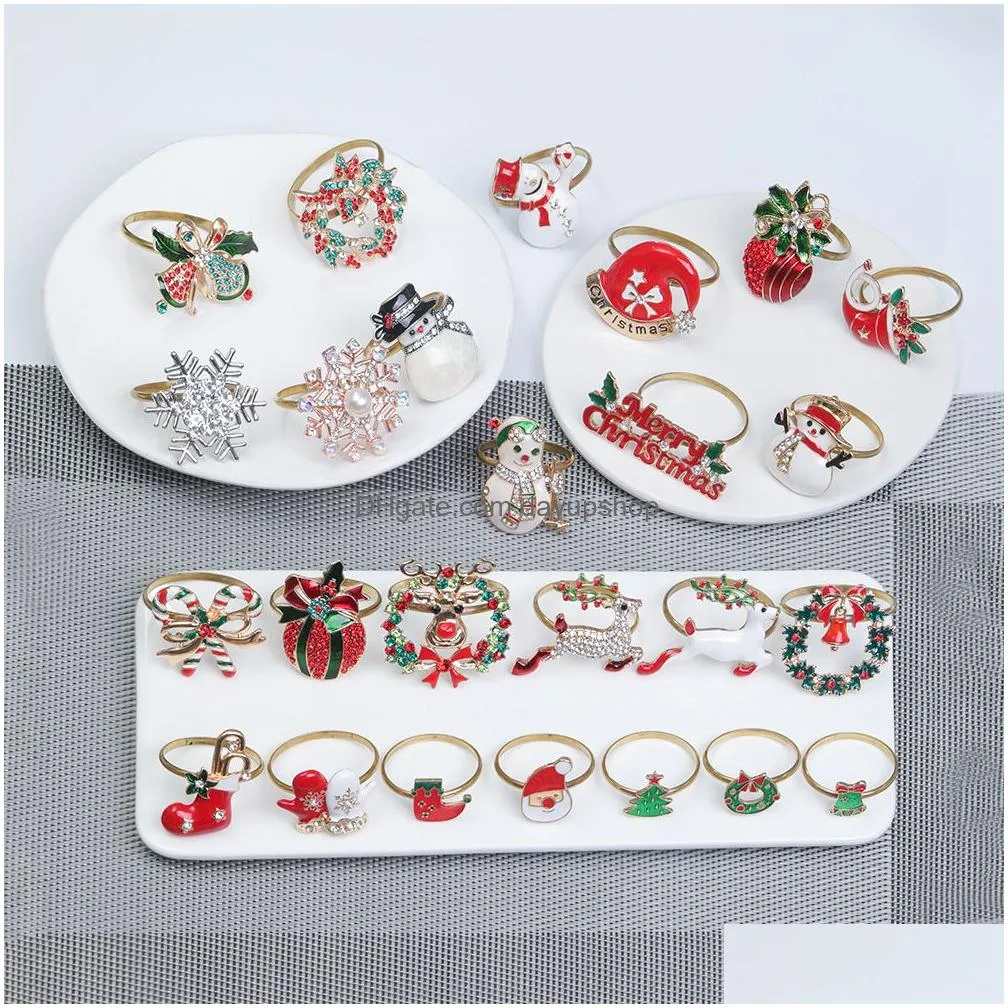 Other Fashion Accessories Christmas Napkin Ring For Holiday Dinner Party Table Decoration Drop Delivery Dhsgd