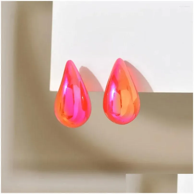 Dangle Earrings Korean Iridescent Dazzling Colors Water Tear Drop For Women Girl Fashion Y2K Teardrop Resin Hoops Earring Jewelry