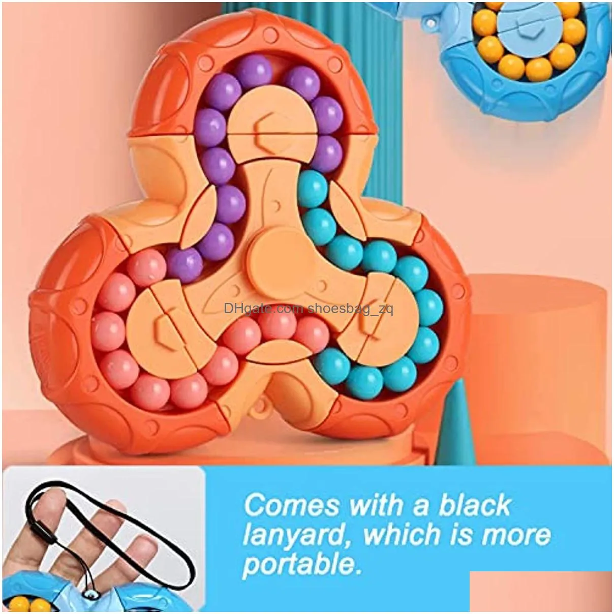 Magic Bean Rotating Cube Finger Fidget Puzzle Toy Handheld Spinner Stress Anxiety Relief Ball Game Sensory Toys Easter Basket Stuffers