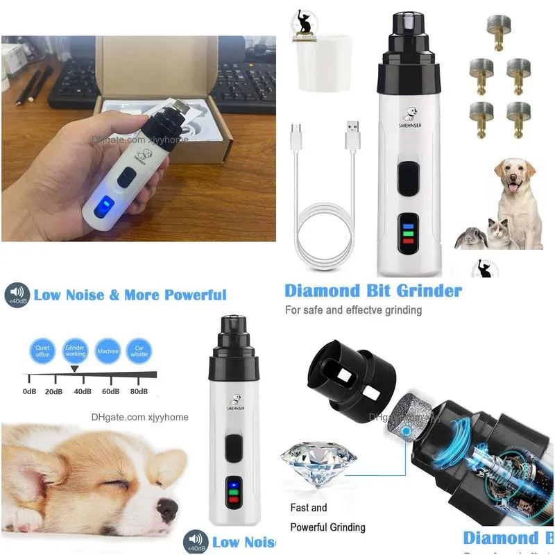 Dog Grooming Rechargeable Nail Grinders Usb Charging Pet Clippers Electric Cat Paws Trimmer Tools 230114 Drop Delivery Home Garden Sup Dhap5