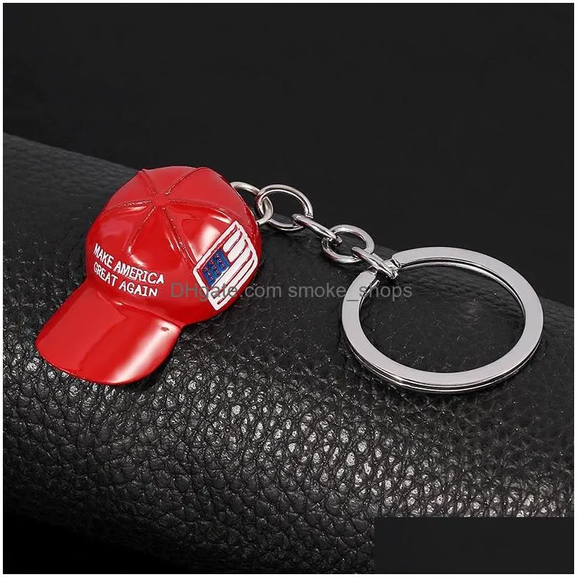 trump red cap keychain american flag car accessories metal keychains