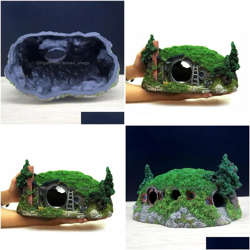 decorations ruiqi aquarium creative landscaping resin hobbit house dodging fish tank decoration