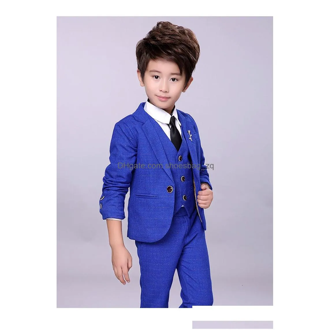 Suits Suits Autumn and winter children`s Blazer suit boys` British flower children`s dress boys` vest three piece suit 230906