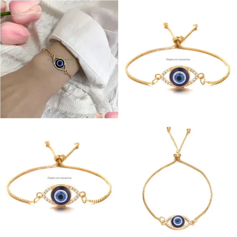 Charm Bracelets Evil Eye Bracelet Hollow Lucky Diamond Pl-Out Drop Delivery Jewelry Dhs2A