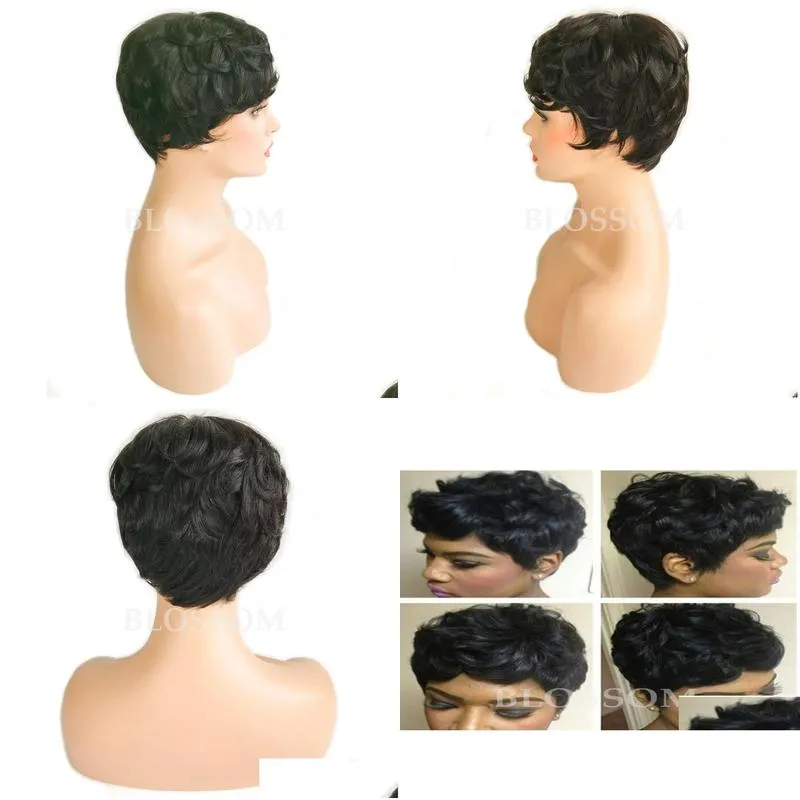 Charming Short curly short bob cut wigs with baby hair glueless virgin brazilian short full lace human hair wigs for black wom6069346