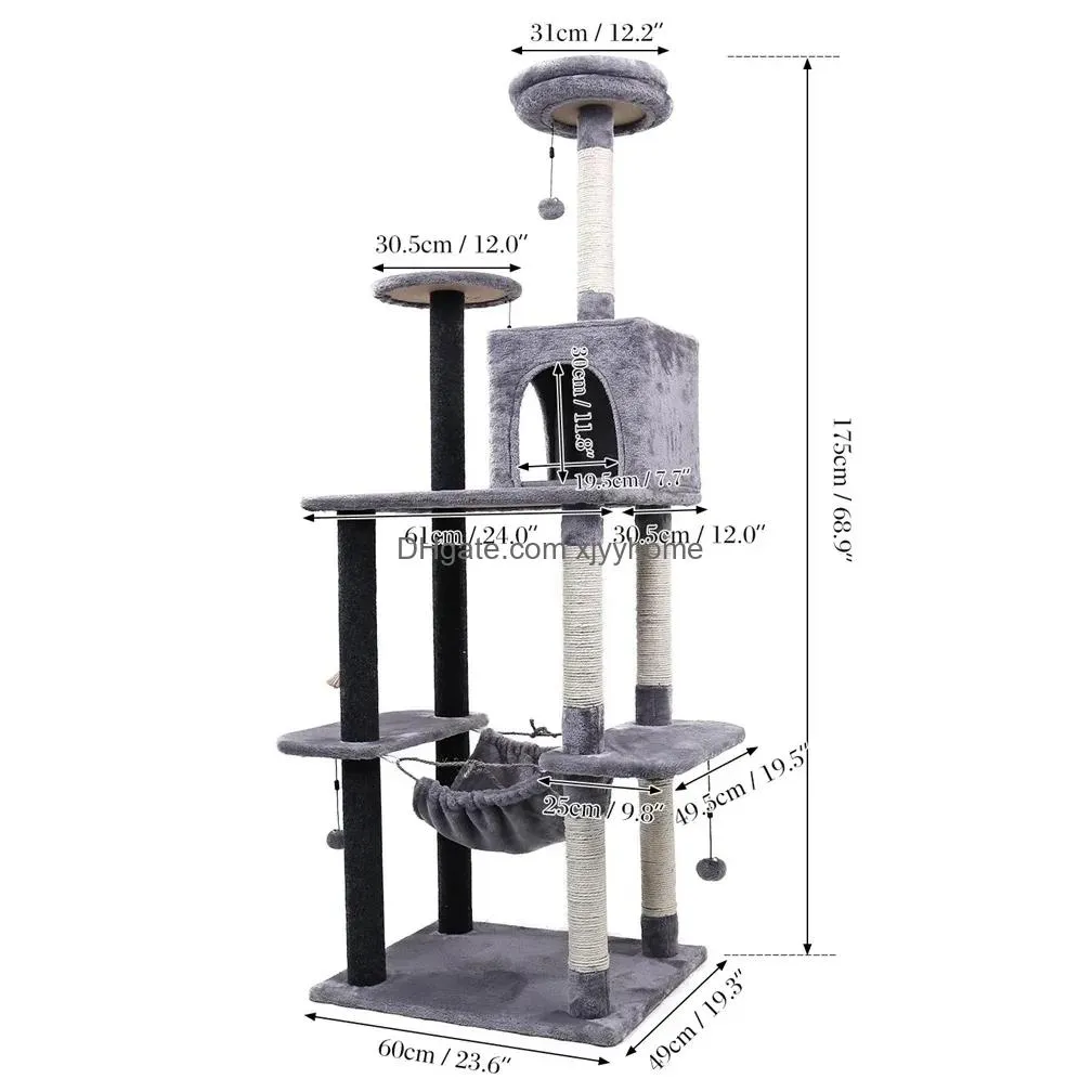 Cat Furniture & Scratchers Mtilevel Tree Condo With Sisalered Scratching Posts P Condos For Kittens Cats And Pets Drop Delivery Home G Dhbau