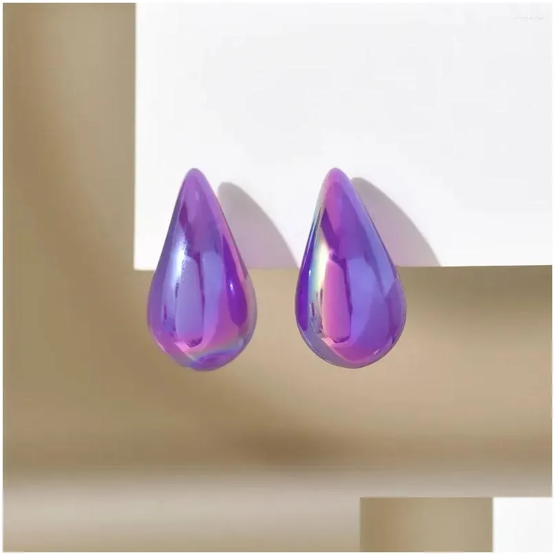 Dangle Earrings Korean Iridescent Dazzling Colors Water Tear Drop For Women Girl Fashion Y2K Teardrop Resin Hoops Earring Jewelry