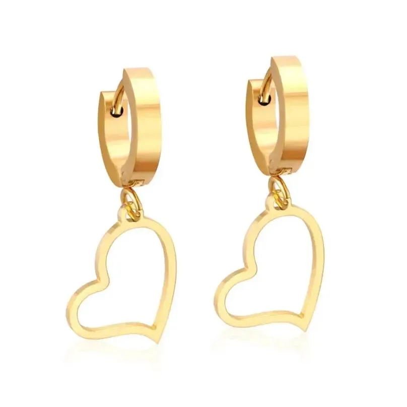 Hoop Earrings LUXUSTEEL Statement Gold Color Silver Tone Aretes Heart Shape Lover`s Earring Fashion Jewelry Friend