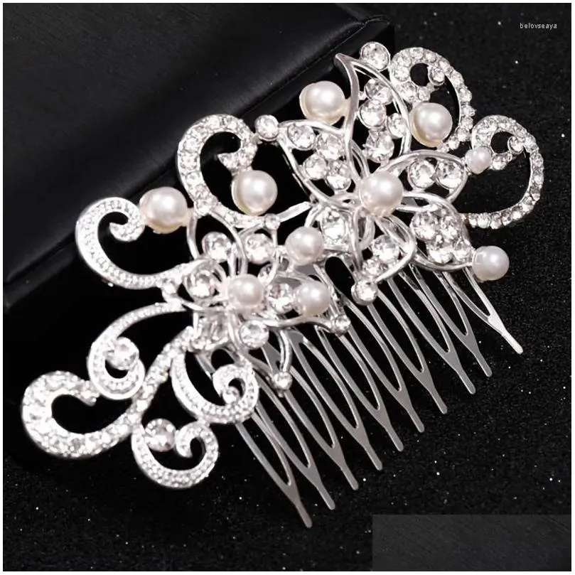 Hair Clips Crystal Pearl Bridal Comb Clip Hairpin Rhinestone Party Prom Wedding Accessories Jewelry