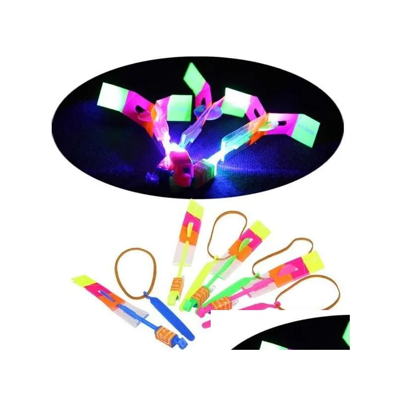 Outdoor Games & Activities Led Flier Flyer Flying Rocket Amazing Arrow Helicopter Umbrella Kids Toys Magic S Light-Up Parachute Drop D Dhqii