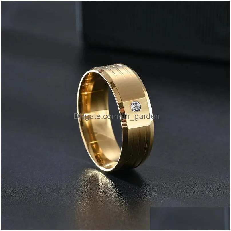 Couple Rings 8Mm Trendy Stainless Steel Designer Promise For Men Women Zirconia Wedding Party Jewelry Valentines Day Drop De Dhgarden Dhgnk