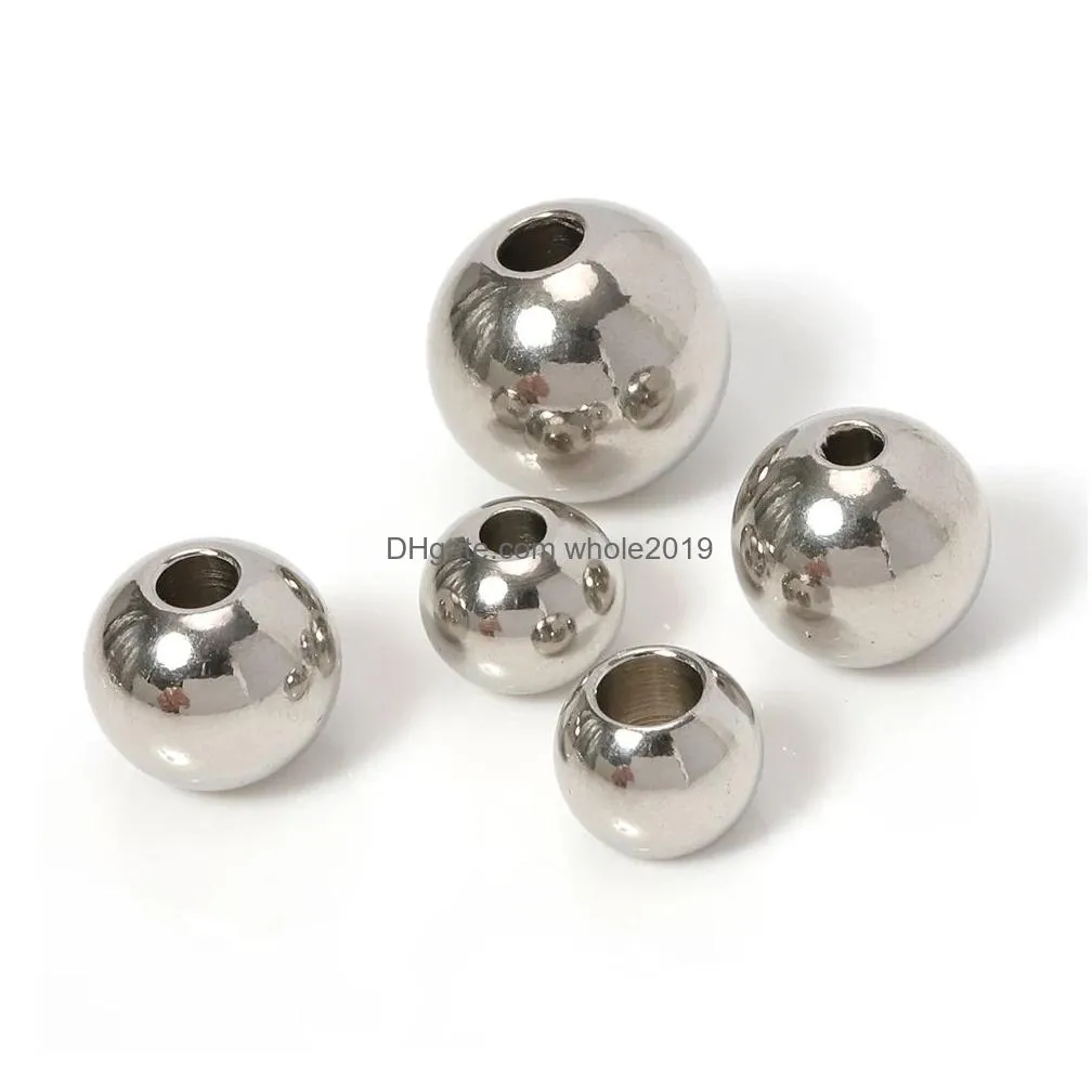 Crystal Beads 100Pcs 2 Mm12 Mm 316L Stainless Steel European Ball Metal Big Hole Spacer For Jewelry Making Diy Bracelet Necklace Drop Dhvhp