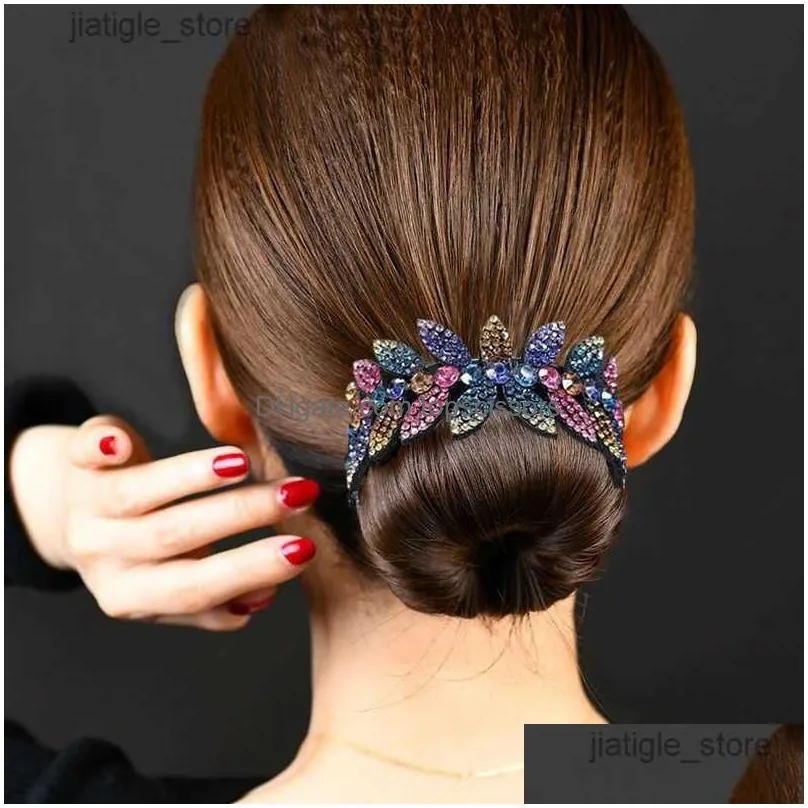 Hair Clips Fashionable Crystal Rhinestone Clip Bread Ponytail Buckle Extended Y240329 Drop Delivery Dhrt0