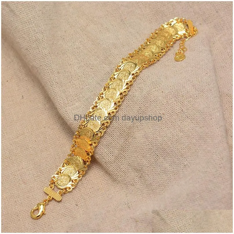 Chain Gold Color Coins Bangles Bracelets For Women Men Money Coin Bracelet Islamic Muslim Arab Middle Eastern Jewelry African Drop De Dhqgk