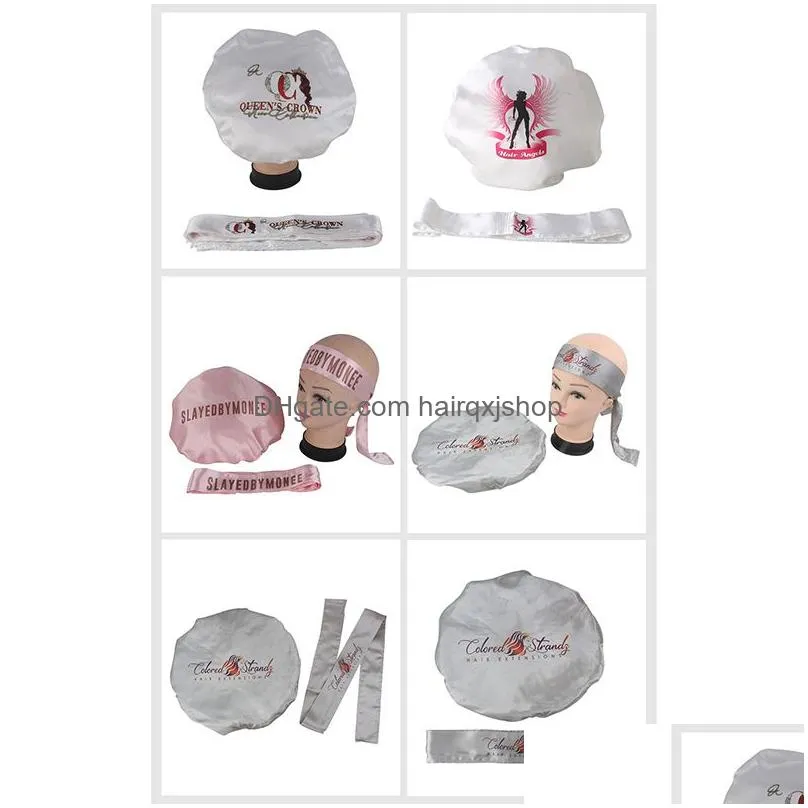 Headband Customized Logo Brand Name Hair Care Bonnet Nightcap Frontal Head Wrap Edge Scraf Virgin Satin Silk Bags Vendors4788339 Drop Dhkdb