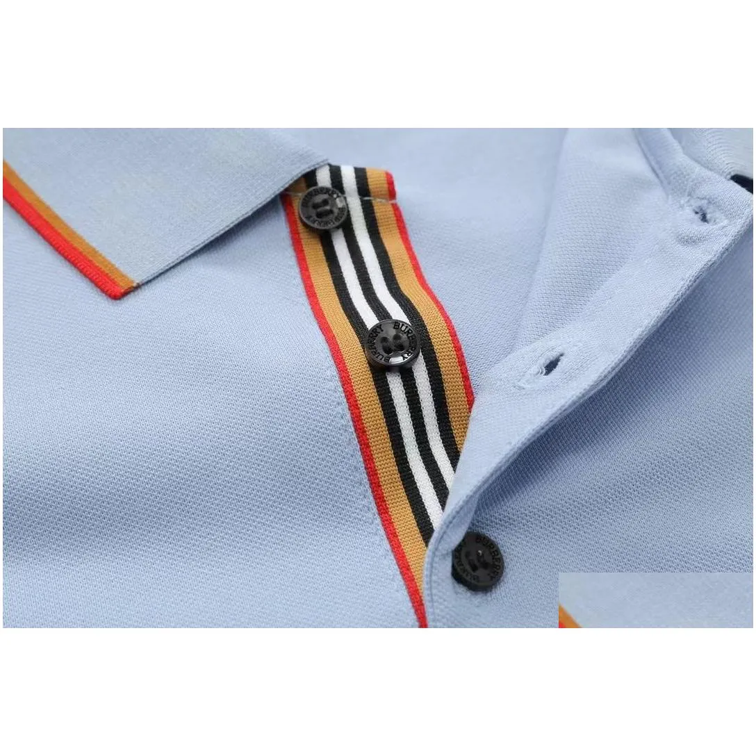 2023s NEW Men`s style embroidery summer polo mens wear Summer Short Sleeve cotton polo fashion British solid color breathable lapel short sleeve men`s Tee