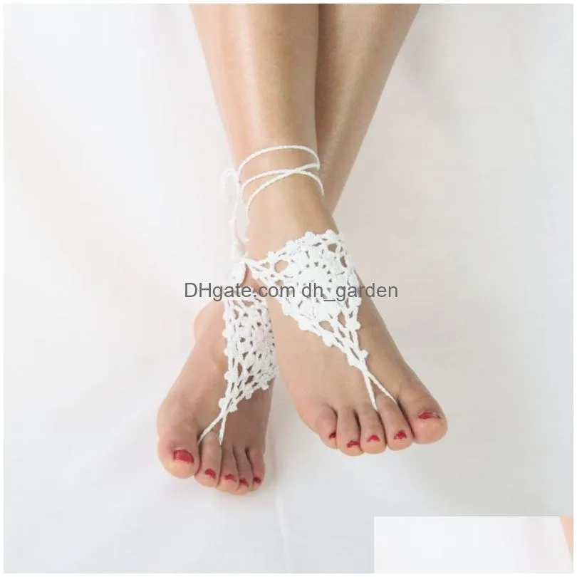 Barefoot Sandals Designer Fashion Beach Women Girls Cloghet Cotton Ankle Chain Wedding Anklets Sandal Bracelet Foot Jewelry Dhgarden Dhzbj