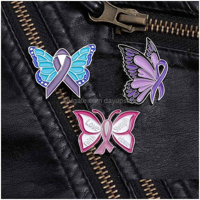 Pins, Brooches Butterfly Funny Enamel Brooch Pins Set Aesthetic Cute Lapel Badges Cool For Backpacks Hat Bag Collar Diy Fashion Jewel Dhi5T