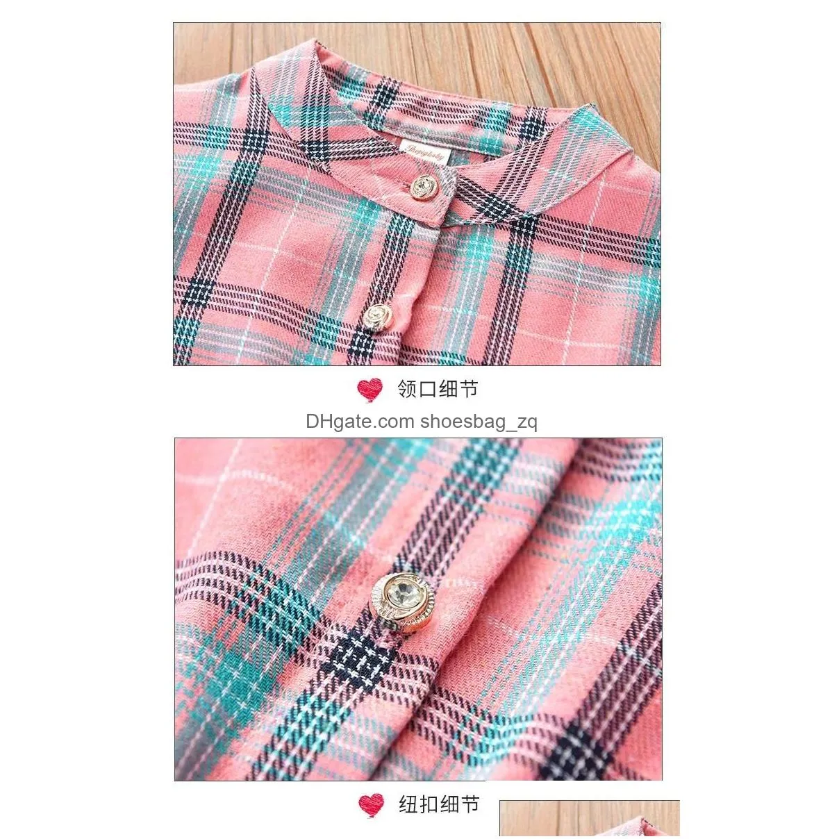 Girl Dresses Children Clothes Dress For Girls Kids Baby Autumn Teenager Long Sleeve Plaid Turn-down Collar Shirt Vestidos