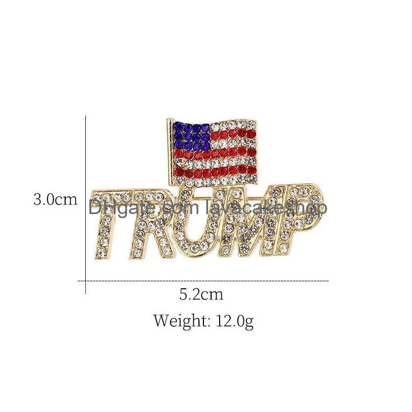 Party Favor Unique Design Trump Rhinestone Brooches For Women Red Heart Letter Coat Dress Jewelry Drop Delivery Dhmrc