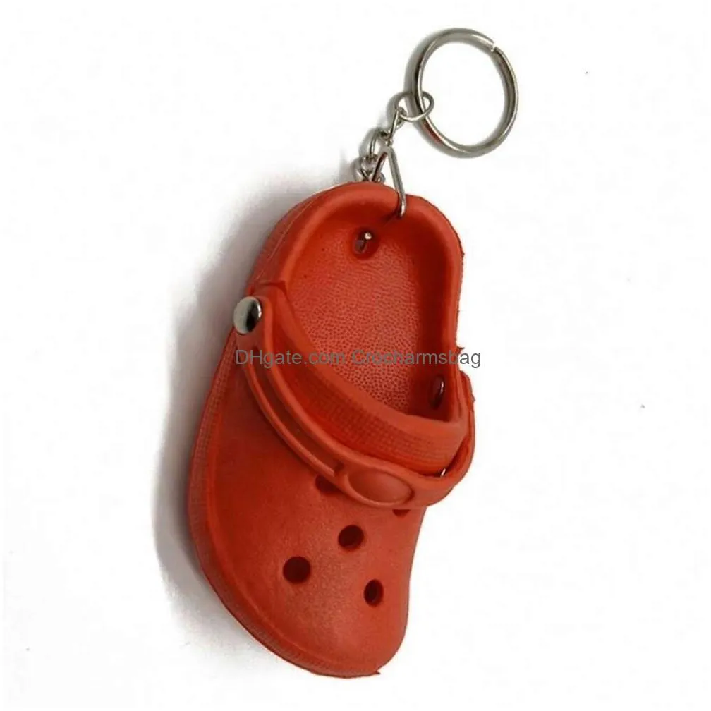 Shoe Parts & Accessories Cute 3D Mini Clog Keychain Wholesale Summer Colorf Shoes Creative Beach Small Hole Drop Delivery Dhvzw