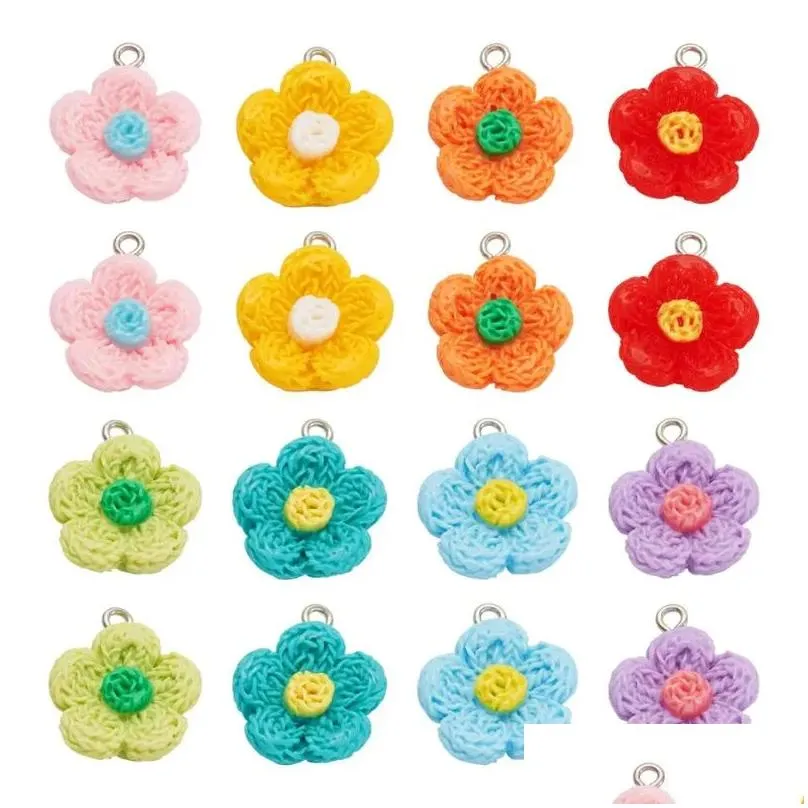 Pendant Necklaces 16Pcs Flower Resin Pendants Charms Crafts Making Findings Handmade Jewelry For DIY Earrings Necklace Key Chain