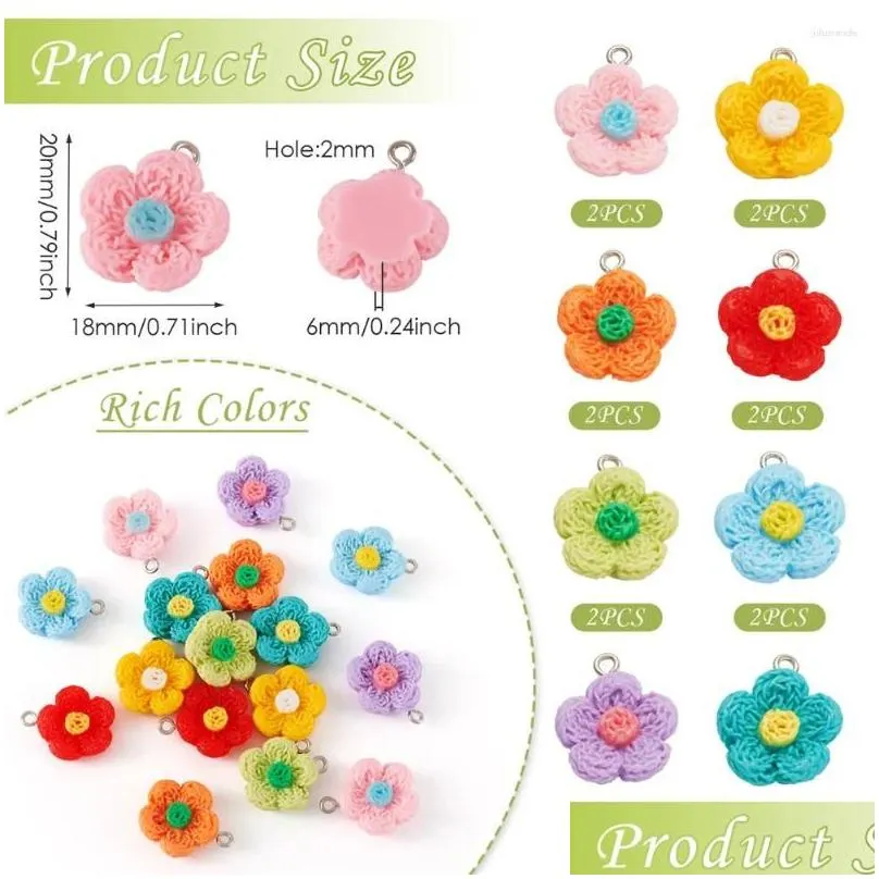 Pendant Necklaces 16Pcs Flower Resin Pendants Charms Crafts Making Findings Handmade Jewelry For DIY Earrings Necklace Key Chain