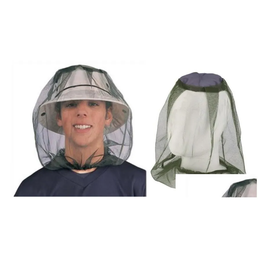 Outdoor Hats Anti-Mosquito Cap Travel Cam Hedging Lightweight Midge Mosquito Insect Hat Bug Mesh Head Net Face Protector Drop Delivery Dhnzy