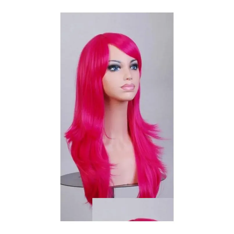 70CM Loose Wave Synthetic Wigs for Women Cosplay Wig Blonde Blue Red Pink Grey Purple Hair for human party Halloween Christmas