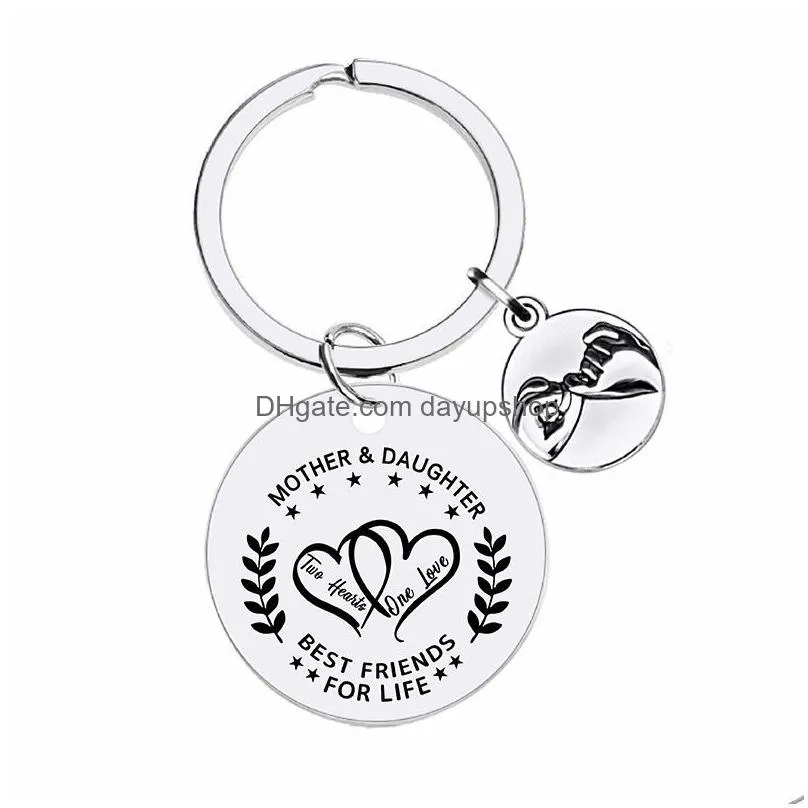 Key Rings Engraved Metal Keychain Pendant Mothers Day Fathers Graduation Season Christmas Gift Drop Delivery Jewelry Dhvpm