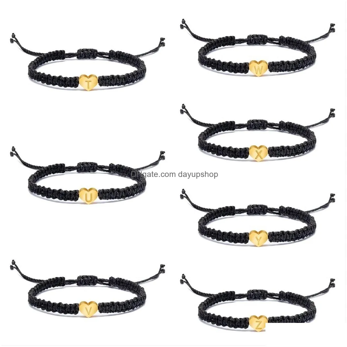 Charm Bracelets 26 English Initial Letter Braided Bracelet Best Friend Friendship Couple Surname Wholesale Drop Delivery Jewelry Dhs2E